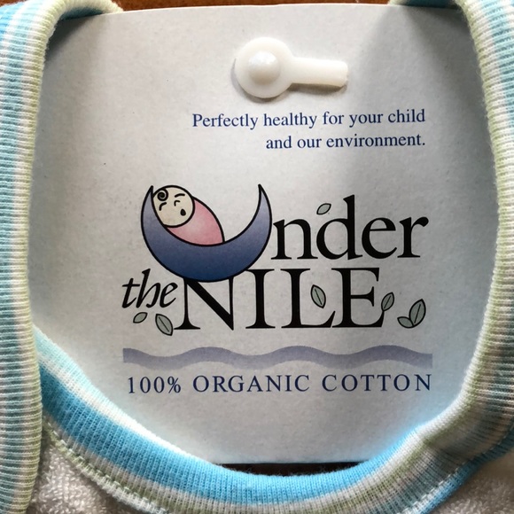 NWT | Organic Blue & White Bib | Matches doll/top - Picture 3 of 4